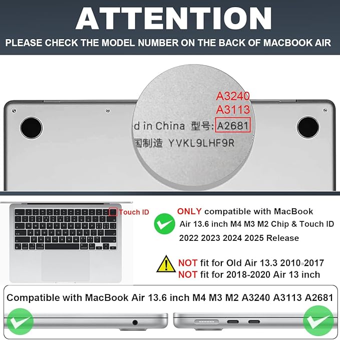 Compatible with MacBook Air 13.6 Inch Case A3240 M4 A3113 M3 A2681 M2 Chip 2025 2024 2023 2022 Release, Crystal Black Pattern Plastic Hard Shell Cover for Mac 13.6 M4, Physical Chemistry