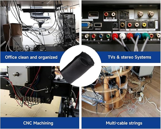 Wire Sheathing Self Wrap Wire Loom Braided Mesh Woven Cable Sleeve for Automotive/Electrical Wires Cable Cord Protector (5/16" - 36ft)