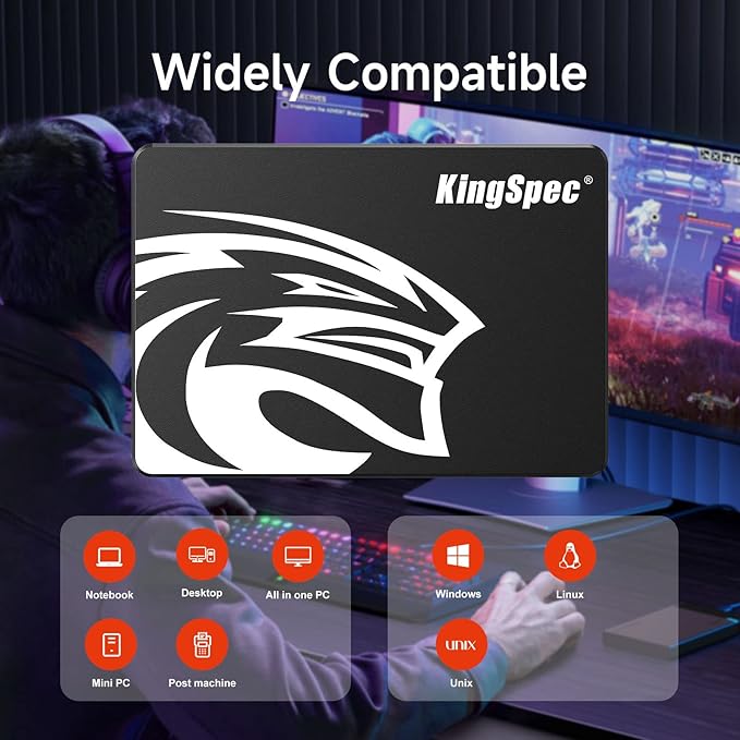 KingSpec 2TB 2.5 SSD SATA III Internal - 550MB/s Read, 520MB/s Write with 3D NAND Flash, for Laptop & Desktop PC Upgrade