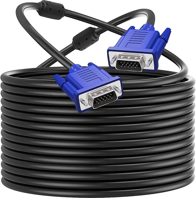PASOW VGA to VGA Monitor Cable HD15 Male to Male for TV Computer Projector (50 Feet)