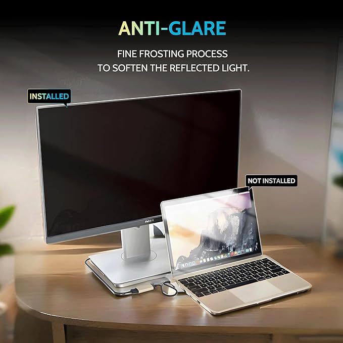 [2 Pack] 24 Inch Privacy Screen for Computer Monitor 16:10 Aspect Ratio, Eye Protection Anti Blue Light Glare Shield, 24inch Removable Black Blackout Anti Spy Desktop Security Private Filter