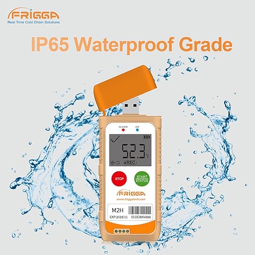 Frigga M2 2 Pack Reusable Temperature Humidity Data Logger USB Digital Refrigerator Thermometer Multi-Use Temperature Recorder High Accuracy 28800 Points PDF CSV Report