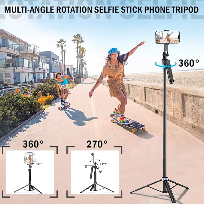 Auto Face Tracking Tripod 360 Rotation with Stand,Android and iPhone Tripod Holder with Remote and Gesture Control, No App,Built-in Tracking Camera Selfie Stick for Vlog Video Recording Tiktok