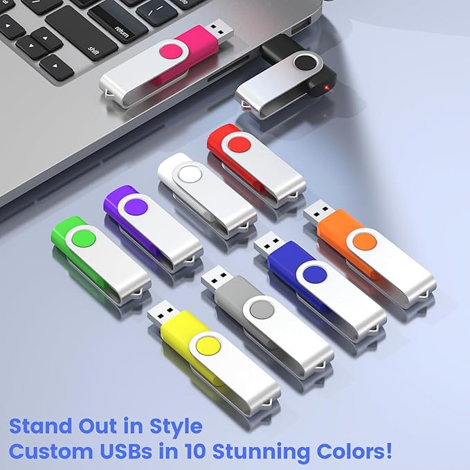 ABLAZE Personalized USB 4GB Flash Drive 10 Pack, USB 2.0 Custom Thumb Drives Personalized Pendrive Memory Stick (Mixcolors)