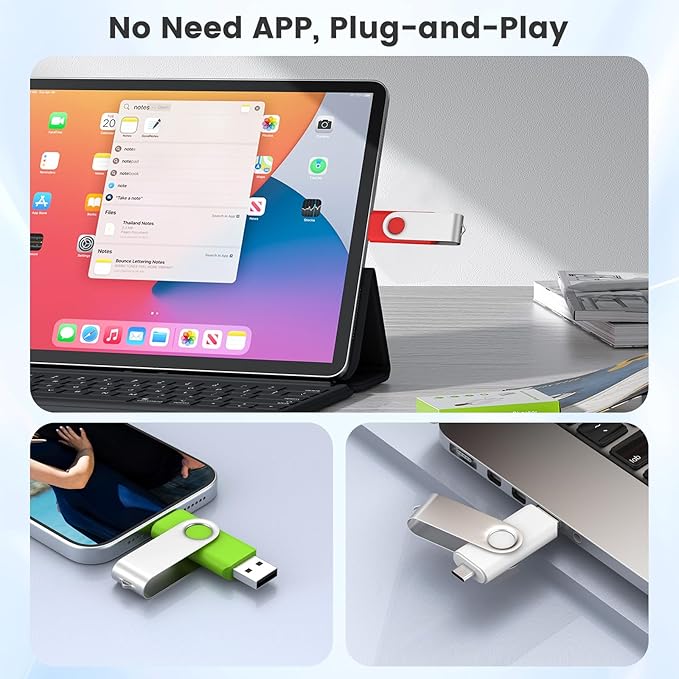 Customizable 64GB Flash Drive 10 Pack, ABLAZE Dual USB 2.0+ Type C Thumb Drives with Logo Personalized USB Memory Sticks (Mixed Colors)