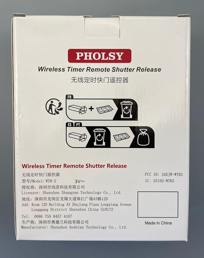 PHOLSY Camera Timer Remote Control with HDR Compatible with Canon R100 R8 R6ii R7 R10 90D 250D 850D 6Dii 7Dii G1Xiii; for Olympus OM-1, EM1X, EM1 II; for Fuji GFX50SII, XT3, XT4, XT5, XT30II