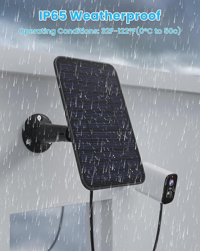 5W Solar Panel Charger Compatible with Blink Outdoor/Outdoor(3rd Gen)/XT XT2 Camera, Solar Panel for Blink Camera, 13.1ft Charging Cable & Rubber Plug, IP65 Weatherproof with Secure Wall Mount, 3 Pack