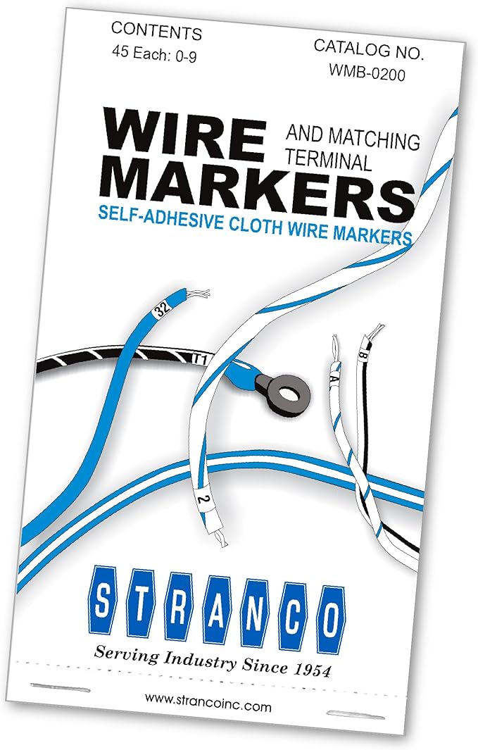 Premium Wire Marker Book for Cable Management, Vinyl-Coated, High-Tack Adhesive, Electric Panel Wire Label Stickers - 10 Pages with 45 Labels Each, 1 Book, Numbered 0-9 (Pack of 25)