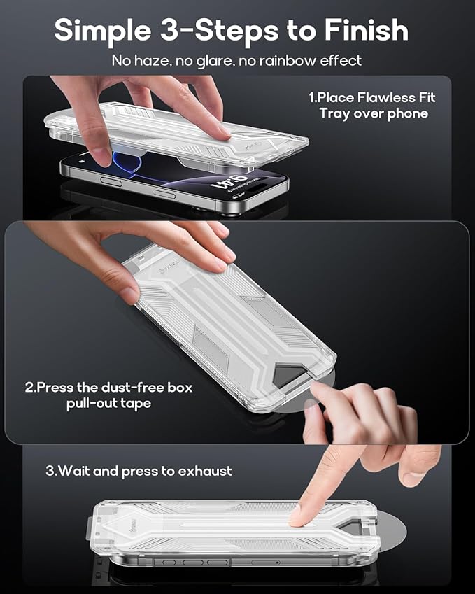 3 Pack for iPhone 12 Pro Max Tempered Glass Screen Protector:9H+ Durable, Auto Positioning, Bubble Free, High Definition, Easy Installation