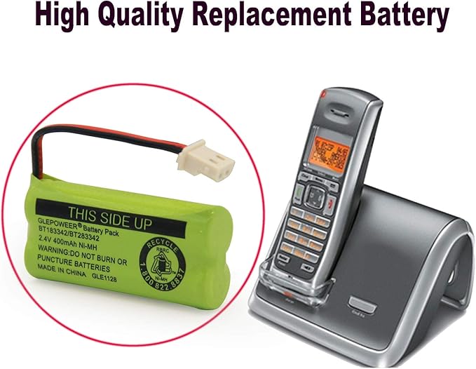 BT183342/BT283342 2.4V 400mAh Ni-MH Battery Pack, Also Compatible with Cordless Phone Batteries BT166342/BT266342 BT162342/BT262342 CS6709 CS6609 CS6509 CS6409 EL52100 EL50003(2 Pack)