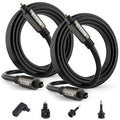 Elecan Optical Audio Cable 8 Ft/2 Pack Digital Audio Toslink Cable Cord-Fiber Optic-Gold Plated-Flexiable&Durable-for Home Theater,Sound Bar,PS4& Xbox-with Right Angled+Mini Toslink Adapters+Ties
