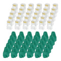 MECCANIXITY 30pcs Cat6 RJ45 Pass Through Connectors, RJ45 Connector 8P8C Gold Plated Plugs with 30pcs Green Strain Relief Boots for Solid or Stranded UTP Ethernet Cable, 1.1mm