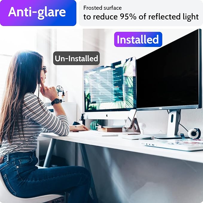 Computer Privacy Screen 27 Inch for 16:9 Widescreen Monitor, Removable 27inch Anti Blue Light Anti Glare Monitor Privacy Filter Shield (23 9/16" x 13 1/4")
