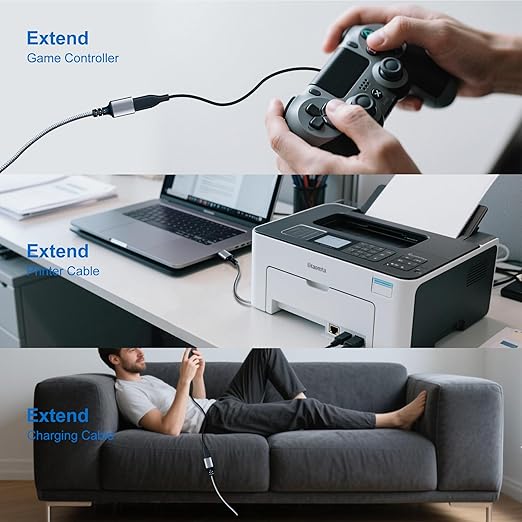 Tan QY USB 3.0 Extension Cable 24.5Ft/7.5M, USB 3.0 High Speed Extender Cord Type A Male to A Female for PlayStation, USB Flash Drive, Hard Drive, Card Reader,Scanner,Printer (Silver, 24.5Ft)