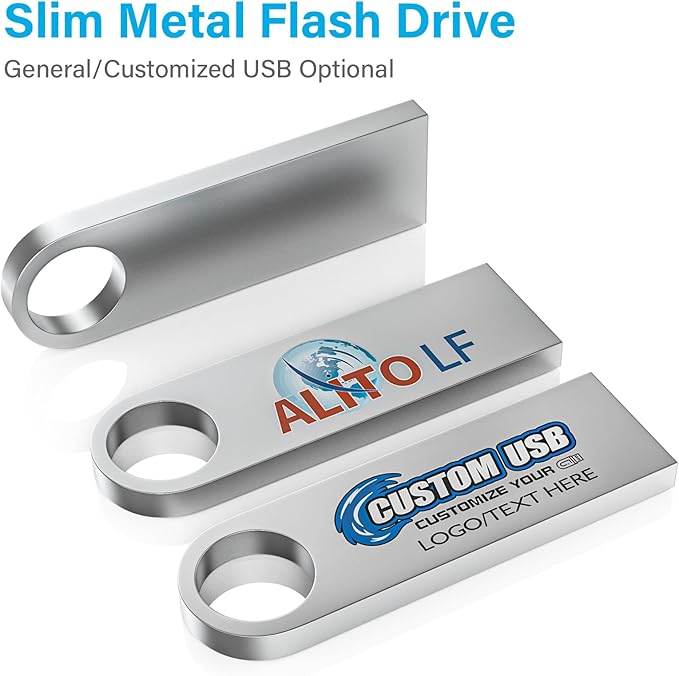 ABLAZE 64GB Flash Drive 2 Pack, Metal USB 2.0 Thumb Drives with Keychains USB Stick Pendrive (Sliver)
