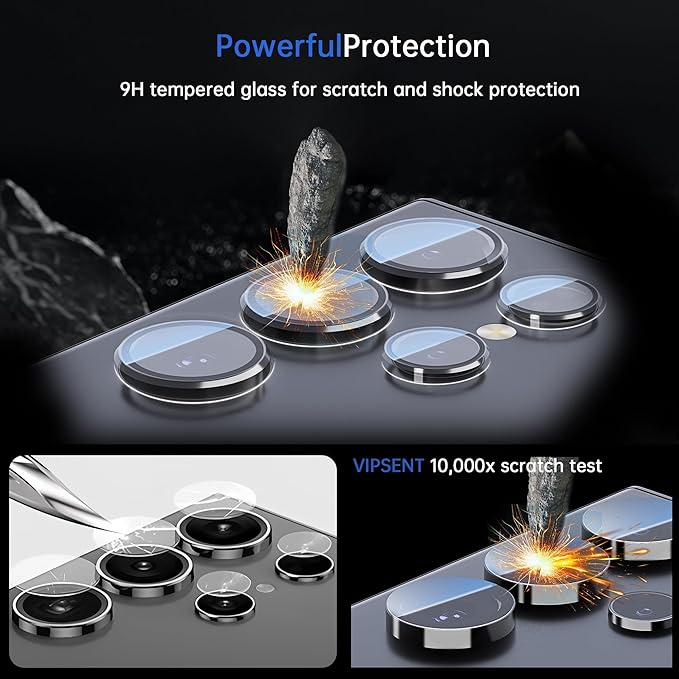 For Samsung Galaxy S23 Ultra Camera Lens Protector, Individual Lens Protector, Ultra HD 9H Tempered Glass Screen Protective Cover, Anti-scratch, Military Grade Drop Protection 2 Set. (Clear, S23 Ultra)
