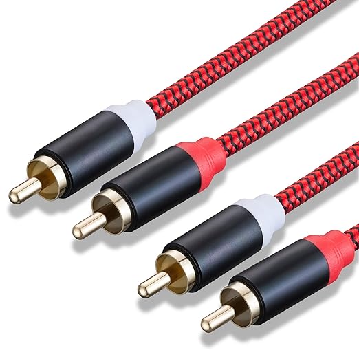 RCA Cable 40Ft,2Rca Male to 2-RCA Male Audio Stereo Subwoofer Cable [Hi-Fi Sound] Nylon-Braided Auxiliary Audio Cord for Home Theater, HDTV, Amplifiers, Hi-Fi Systems,Speakers and etc(40Ft/12M)