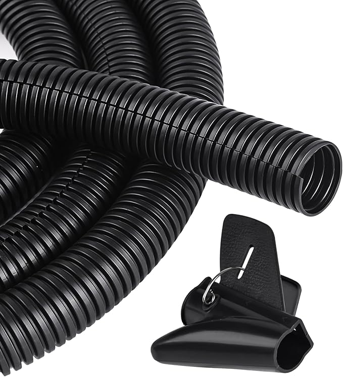 CrocSee 10ft - 1/4 inch Flame Retardant Split Wire Loom Tubing with Installation Tool - Flexible Wire Covers Cord Protectors - Black
