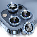 Choiche [3+1 for iPhone 13 Pro/iPhone 13 Pro Max Camera Lens Protector Bling, 9H Tempered Glass Camera Cover Screen Protector Metal Ring Decoration Accessories (Glitter-Sierra Blue)