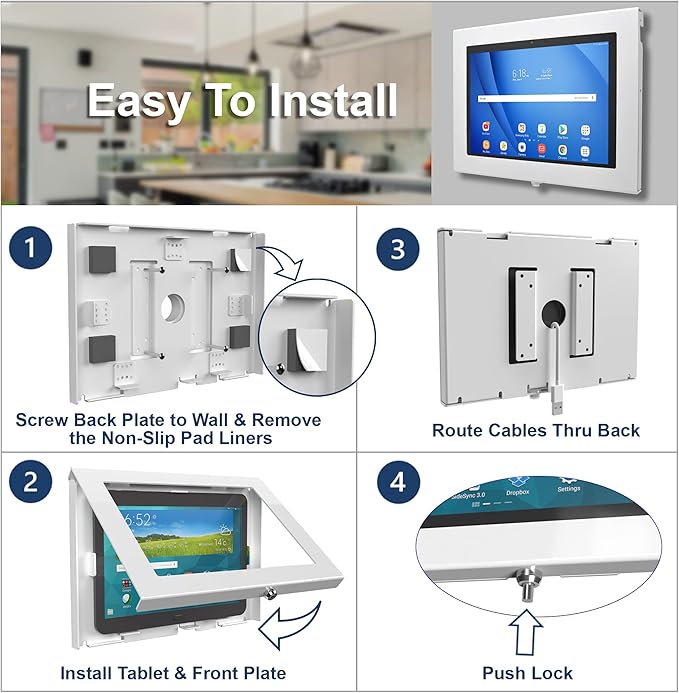 TABcare Locking Anti-Theft Metal Case for Samsung Galaxy TAB A 9.7" Tablet for Kiosk, POS, Store, Show Display, Time Clock (TAB A 9.7, White)