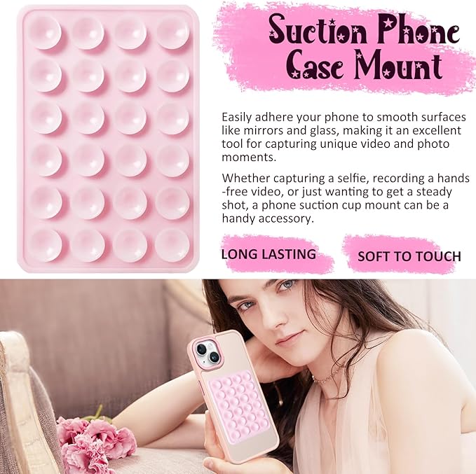 AZXYI Silicone Suction Phone Case Mount, Silicon Adhesive Suction Cup Phone Mount, Non Slip Sticky Phone Grip for Cellphone, Strong Grip Holder for Selfies and Videos (Lavender)