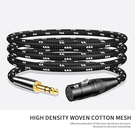 Kumiho XLR Female to 1/4 Inch 6.35mm TRS Stereo Cable Hi-Fi Balanced Bi-Shielded Interconnect Patch Cables for Microphones, Amplifiers, Mixers, Speakers 15FT