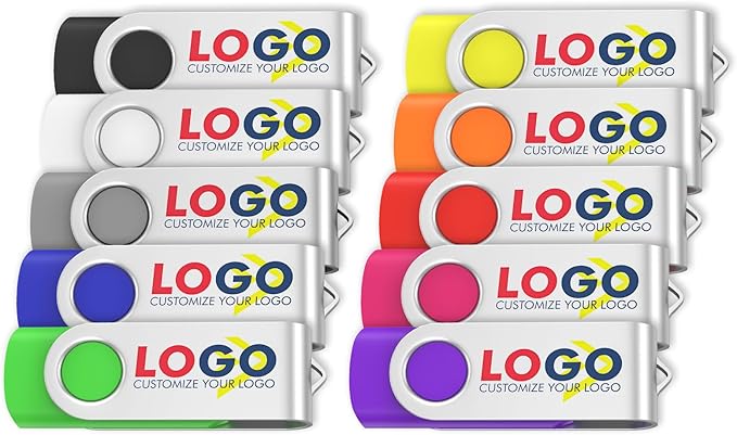 ABLAZE Personalized USB 8GB Flash Drive 10 Pack, USB 2.0 Custom Thumb Drives Personalized Pendrive Memory Stick (Mixcolors)