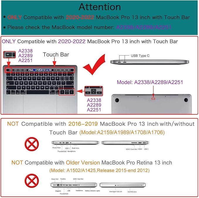 Teryeefi for MacBook Pro Case 13 inch 2024 2022-2016 Release fits Model A2338 - Image 2