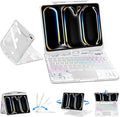 SIBEITU Keyboard Case for iPad Pro 11 Inch (M5 2025 / M4 2024), 360 Rotatable iPad Pro 11 Clear Cover with Multi-Touch Trackpad, 7-Color Backlight & 3 Brightness, High-Tech Visible PCB Design, White