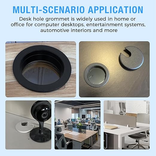 Desk Grommet 1-1/2" (38 mm), Desk Cord Hole Cover, Cable Grommet ABS Plastic, Desk Hole Grommet for Office and Home Table Cable, Detachable Cable Cord Organizer (White 8 Pcs)
