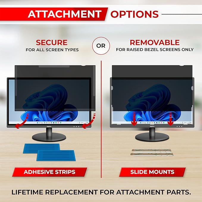 27 Inch 16:9 [2 Pack] Computer Privacy Screen Filter for Monitor - Privacy Shield and Anti-Glare Protector