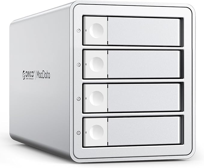 ORICO Daisy Chain 4 Bay Hard Drive Enclosure USB 3.2 Gen 2 Aluminum Das Enclosure USB C Expansion Max Up to 264TB for 3.5-inchs HDD -9948C3