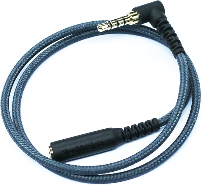 20cm(0.6ft) Right angle 4 pole 3.5mm 1/8 inch male to 4 pole 3.5mm 1/8 inch Female Stereo Audio headphone earphone Extension Cable adapter Cord Tangle-Free Braided wire