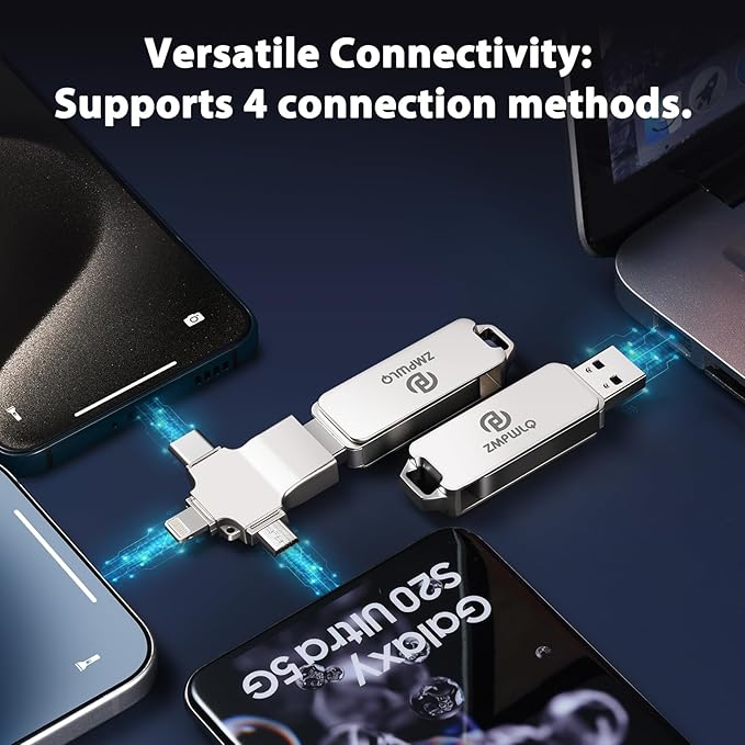 Photo Stick 512GB-Auto-Secure-Backup-USB-Flash-Drive-Saver-Memory-Stick-Photo-Finder for Phone/iPhone/iPad/Android/PC-4-in-1-Thumb-Drive-External-Storage for All Devices,Backup Photos,Videos,Contacts