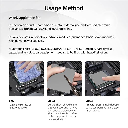 Maxtor Thermal Pad 14.8 W/mK, 120x120x1.5mm(1 pcs) Silicone Thermal Pads Non Conductive Heatsink Cooling Pad, Highly Efficient Heat Resistant Soft Pad for Laptop Heatsink/SSD/CPU/IC/LED Cooler