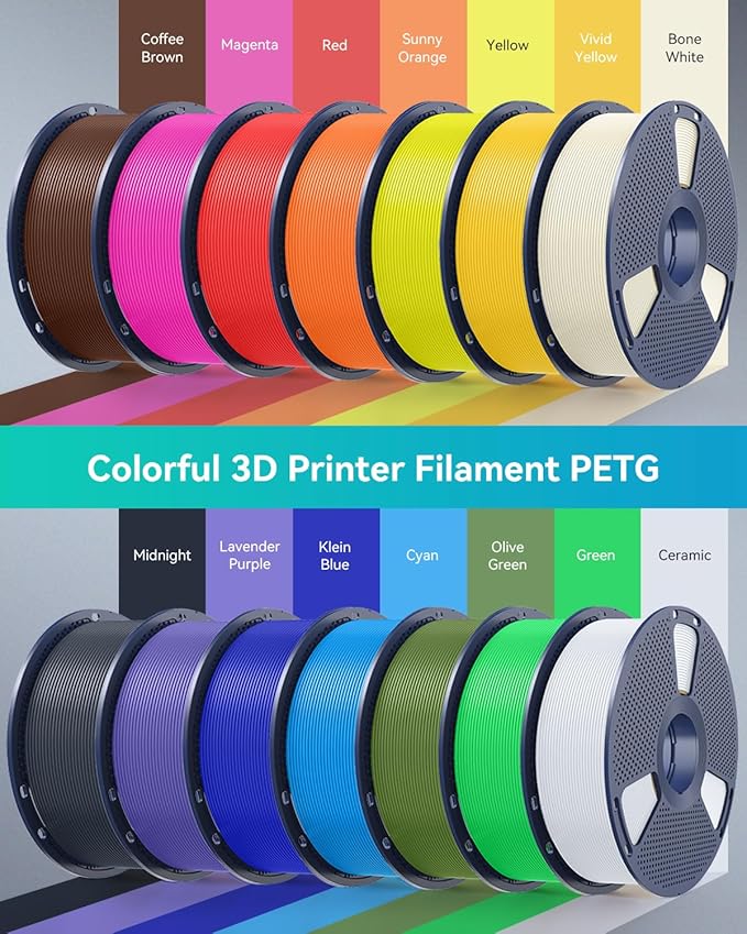 SUNLU 3D Printer Filament PETG Filament 1.75mm, Less Stringing Good Layer Adhesion High Toughness, PETG Filament 1.75 ±0.02mm, 1kg Spool(2.2lbs), Transparent Green