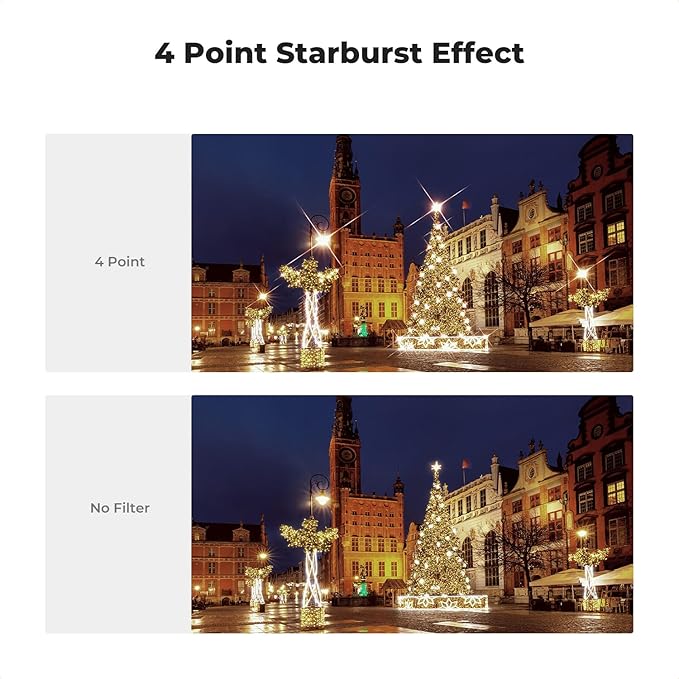 K&F CONCEPT 77mm Star Filters Kit (3 PCS) 4 Points 6 Points 8 Points Cross Screen Starburst Filters Set -18 Layer Coating Ultra Slim Optical Glass Camera Lens Filter with 3 Cleaning Cloth