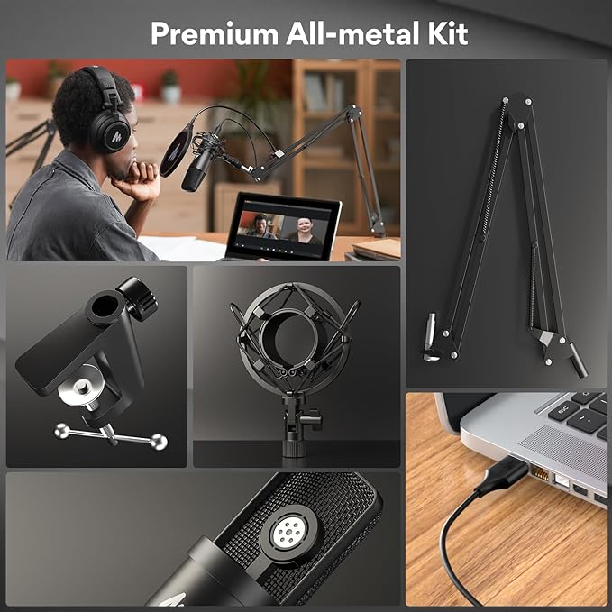 USB Microphone, MAONO 192KHZ/24Bit Plug & Play PC Computer Podcast Condenser - Image 6