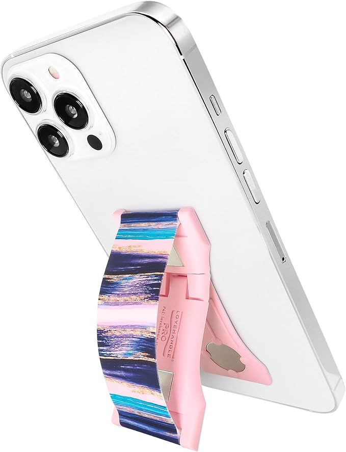 LoveHandle PRO Premium Phone Grip - Silicone Phone Strap - Magnetic Phone Mount and Kickstand for Smartphone and Tablet - Seashore Silicone