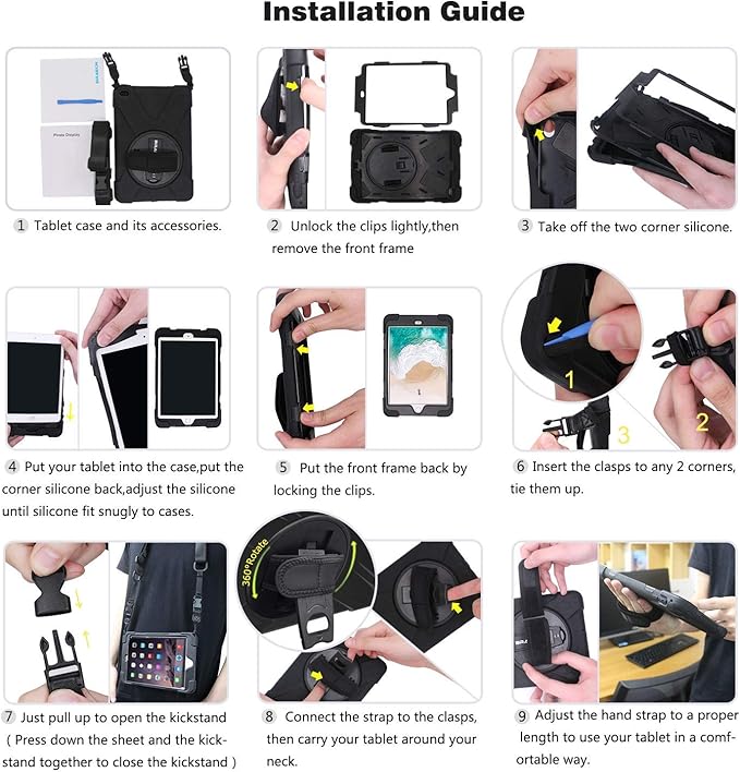 BRAECN for Samsung Galaxy Tab S6 case 10.5 Inch 2019 (with S Pen Holder),Heavy Duty Drop Protection Rugged Case with [Hand Strap][Rotating Stand][Shoulder Strap],No Support Samsung Key Board–Blue