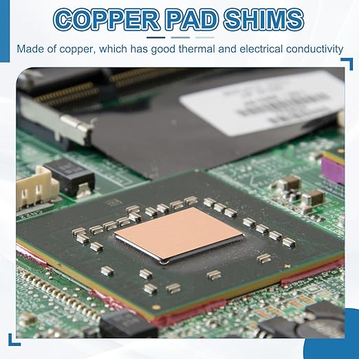 PATIKIL Copper Heatsink Pad Shims, 24 Pcs 20x20x0.8mm Copper Pad Shim IC Chipset GPU CPU Thermal Heatsink for Cooling Laptop Desktop Computer