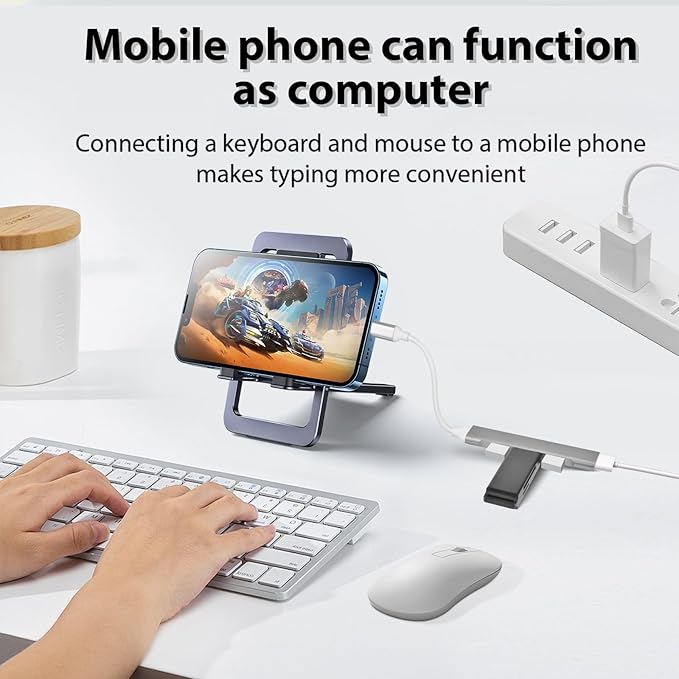 4 Ports USB C to USB Hub, Aluminum Type C to USB A 3.0 Adapter, Plug and Play USB Extender for MacBook Pro/Air, Laptop, Keyboard and Mouse