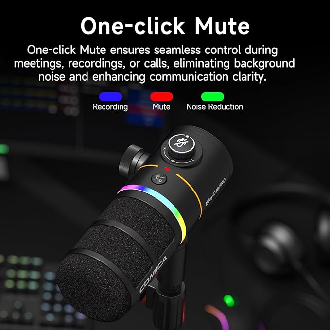 EJoy D10 PRO Wireless USB Gaming Microphone – RGB Dynamic Mic - Image 6