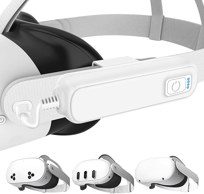 Battery Pack for Meta/Oculus Quest 3S/3/2,5000mAh Battery VR Charger, Extend 2-4 Hours Playtime, Lightweight Fast Charging VR Headset Safe Power Bank for Meta Quest 3S/3/2 Accessories