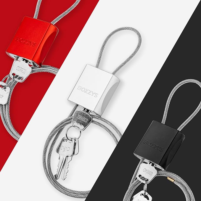 Cable Lock with 3 Keys | L 3.28ft(1m),D 1/6in(4mm) Adjustable Steel Cable Padlock | Aluminum Locks for Bikes, Gate, Lockers & Outdoor Gear | Weatherproof& Silver