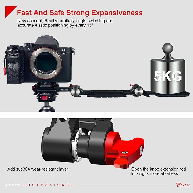 SY38 Camera Quick Release Foldable Half Cage,Camera Cage Compatible with SY22 SY38 SY50 Quick Release System,Compatible Arca and 38mm 50mm Bayonet and Tripod on The Market,V3802