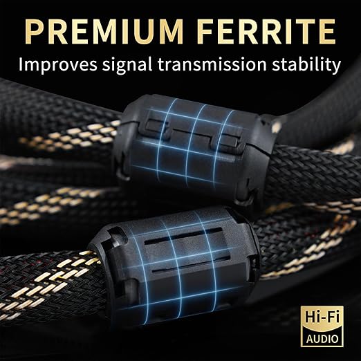 10 AWG Audiophile HiFi Speaker Audio Cable–4N OFC Core,24K Gold-Plated Banana Plugs with Nylon Braid,Compatible with Amplifier,Speakers,AV Receiver & Home Theater(8.20ft/2.5m) 2-Pack