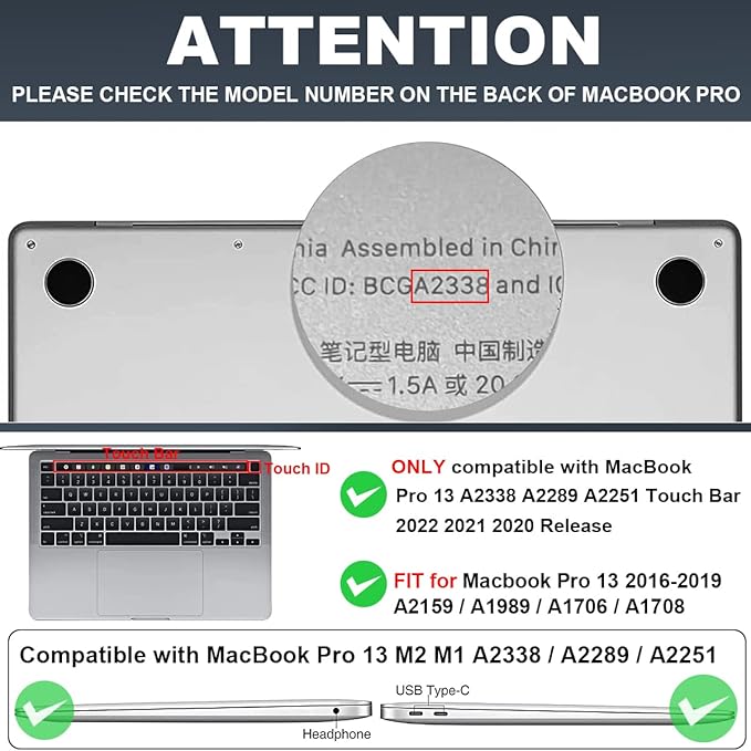 Compatible with MacBook Pro 13 inch Case 2022 2021-2020 Release A2338 M2/M1 A2251 A2289 A2159 A1989 A1706 with Touch ID, Plastic Hard Shell & Keyboard Cover & Screen Film - Blue Marble