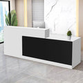 Reception Desk with Counter Modern Checkout Counter with Lockable Drawer Keyboard Tray Receptionist Desk for Office Salon Reception Table E Right 55inch/140cm
