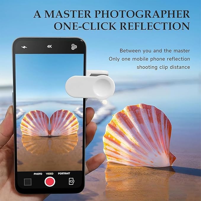 Mirror Effect Lens - Capture Stunning Reflections Instantly, Smartphone Camera Mirror Reflection Clip Kit, Adjustable HD Glass Smartphone Photography Flip Mirror, for Travel Photography (Black+White)